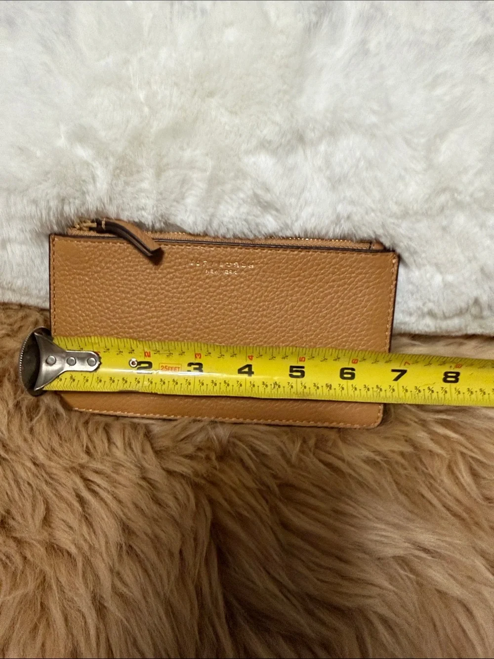 TORY BURCH PEBBLED LEATHER ZIP POUCH TAN NWOT